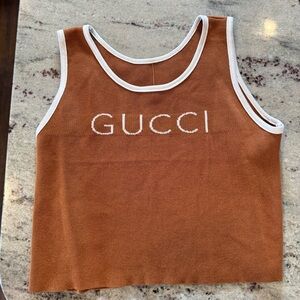 Gucci Tan Tank Top with White Trim